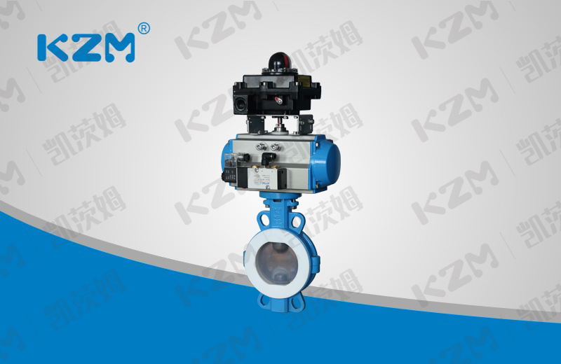 Pneumatic fluorine-lined wafer butterfly valve