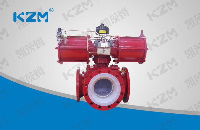 Pneumatic three-way ball valve